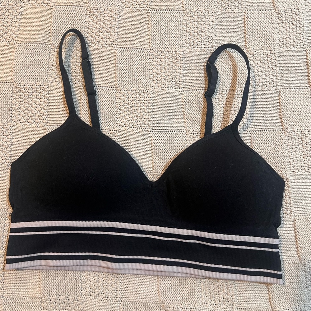 PINK Victoria's Secret Black and White Striped Bralette